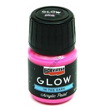 Pentart Glow - Sötétben világító akrilfesték 30 ml - Rózsaszín