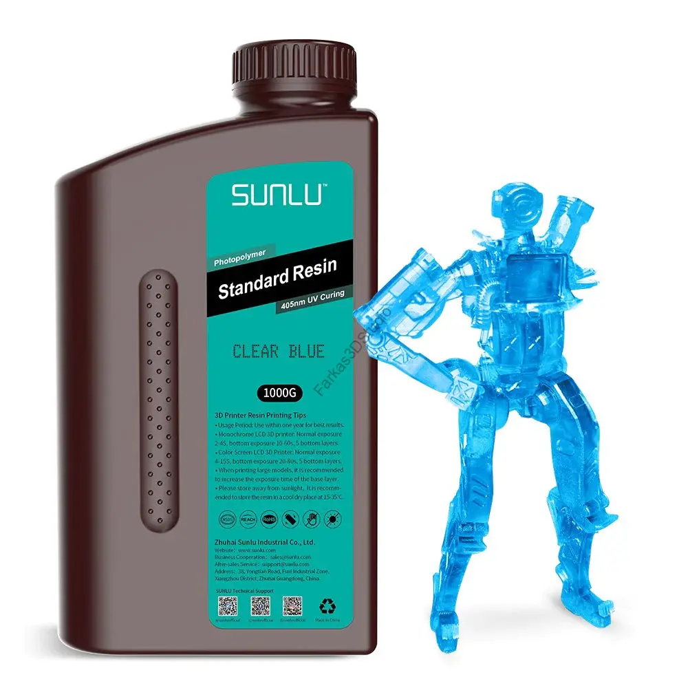Áttetsző kék Sunlu UV 405nm Resin, fotopolimer műgyanta 1KG