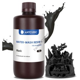   Fekete Anycubic Water-Wash Resin+, UV 405nm fotopolimer műgyanta 1KG
