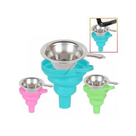   Fém gyanta szűrő és összecsukható szilikon tölcsér szett