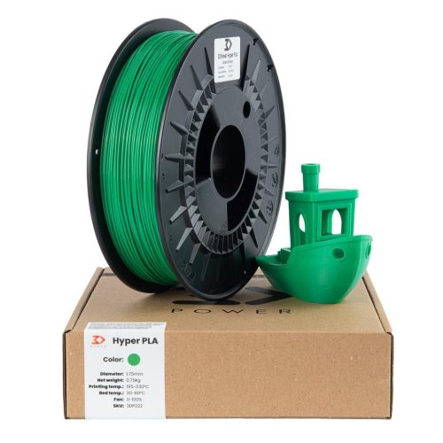3DPower Fűzöld HYPER PLA 1,75mm 0,75KG